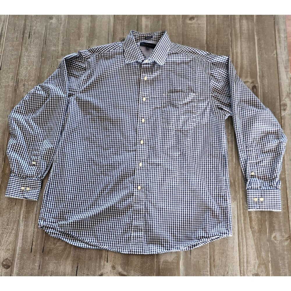 Tommy Hilfiger Mens Regular Fit Checkered Cotton Shirt‎ Blue Size 17 (34/35)